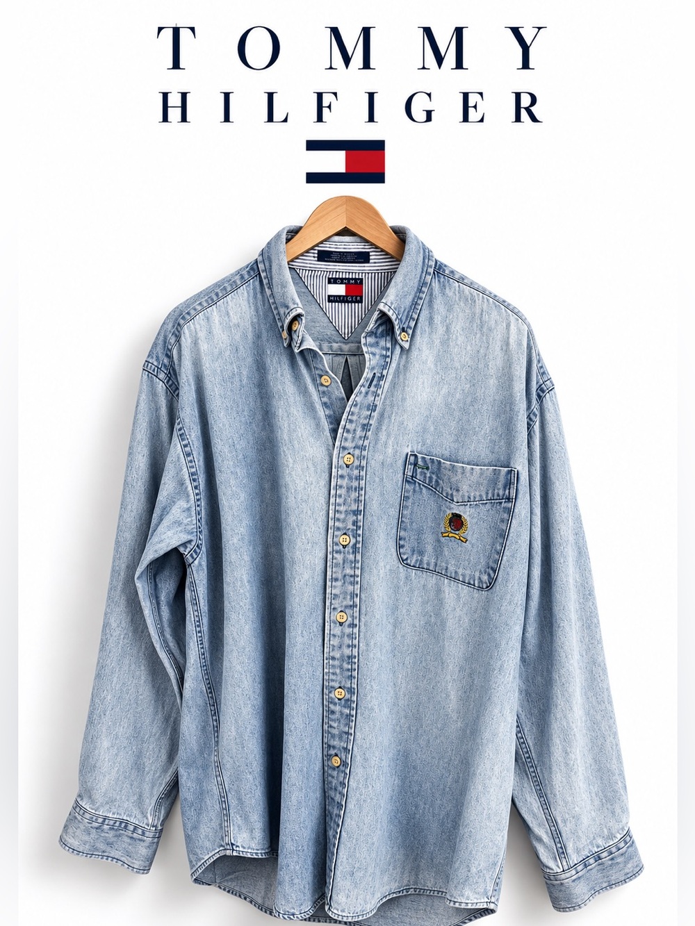 90’s Tommy Hilfiger Denim Vintage Shirt 100% Cotton Relaxed Fit Large